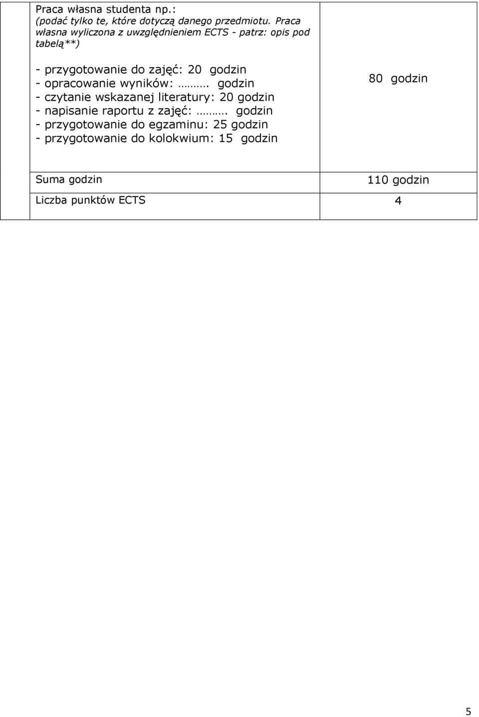 godzin - opracowanie wyników:.