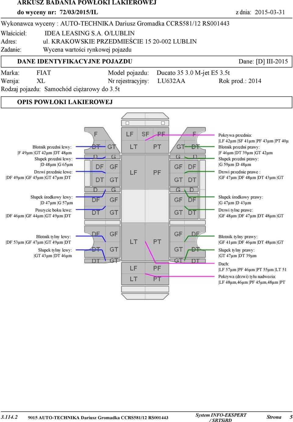 5t Wersja: XL Nr rejestracyjny: LU632AA Rok prod.: 2014 Rodzaj pojazdu: Samochód ciężarowy do 3.