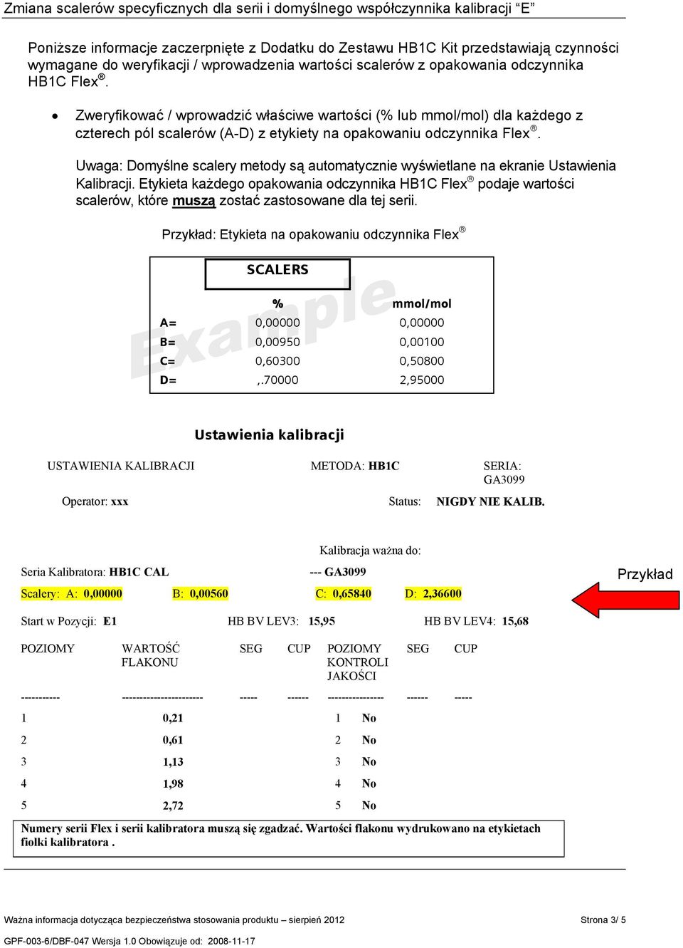 Uwaga: Domyślne scalery metody są automatycznie wyświetlane na ekranie Ustawienia Kalibracji.