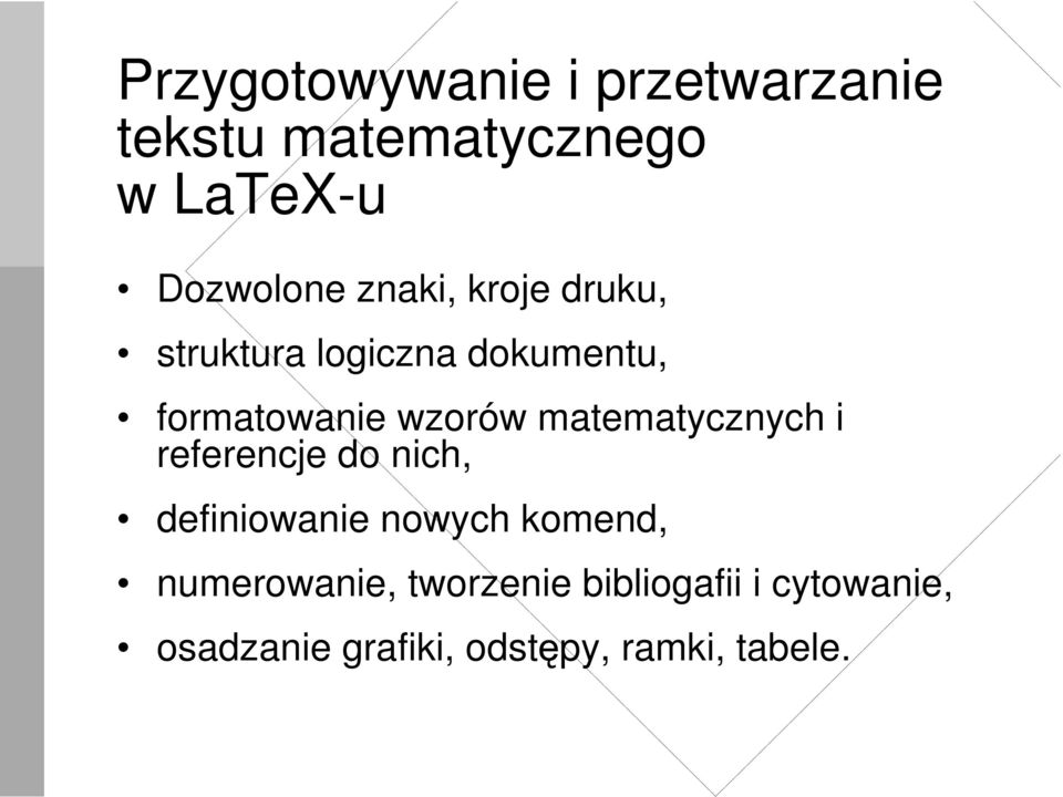 matematycznych i referencje do nich, definiowanie nowych komend,