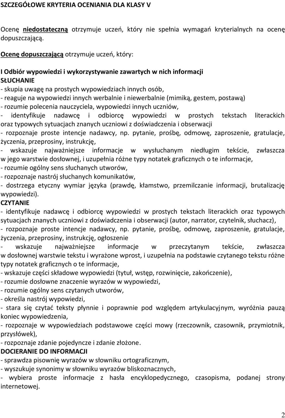 innych werbalnie i niewerbalnie (mimiką, gestem, postawą) - rozumie polecenia nauczyciela, wypowiedzi innych uczniów, - identyfikuje nadawcę i odbiorcę wypowiedzi w prostych tekstach literackich oraz