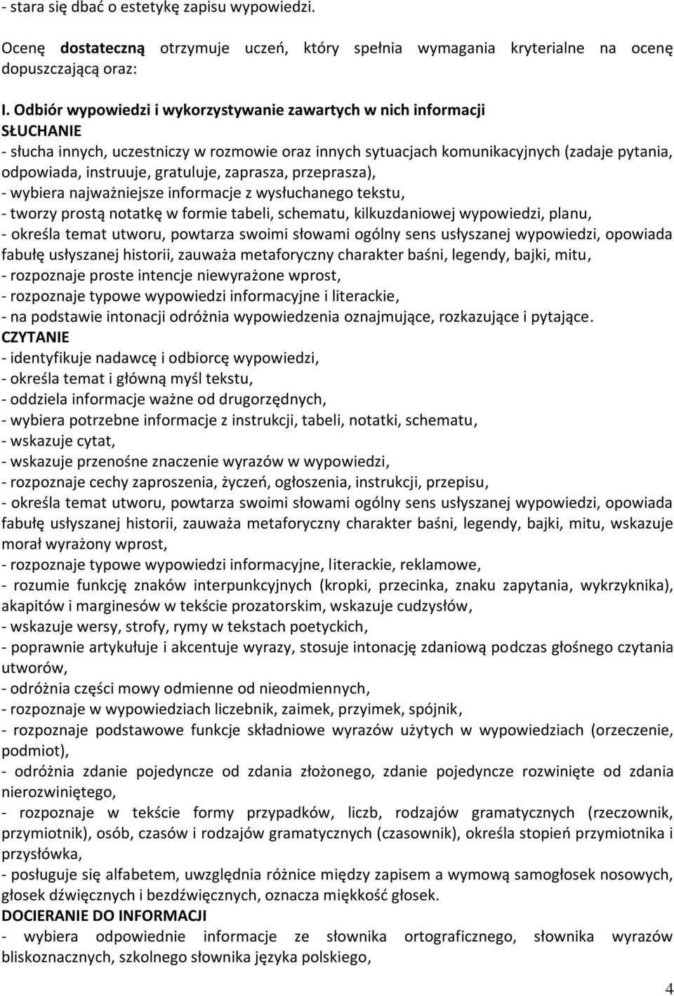 gratuluje, zaprasza, przeprasza), - wybiera najważniejsze informacje z wysłuchanego tekstu, - tworzy prostą notatkę w formie tabeli, schematu, kilkuzdaniowej wypowiedzi, planu, - określa temat