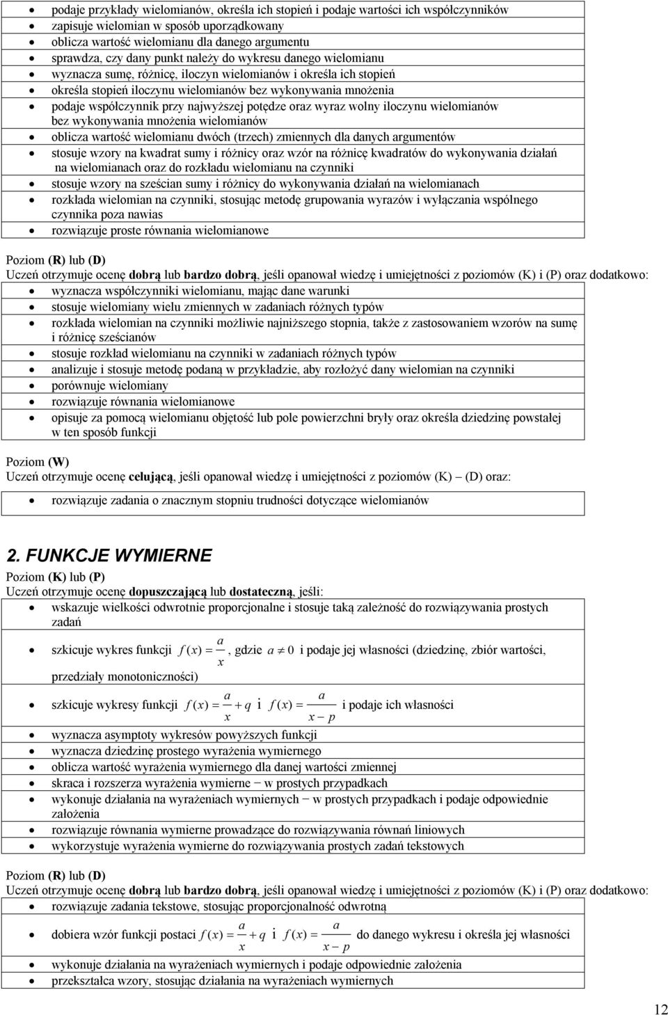 najwyższej potędze oraz wyraz wolny iloczynu wielomianów bez wykonywania mnożenia wielomianów oblicza wartość wielomianu dwóch (trzech) zmiennych dla danych argumentów stosuje wzory na kwadrat sumy i