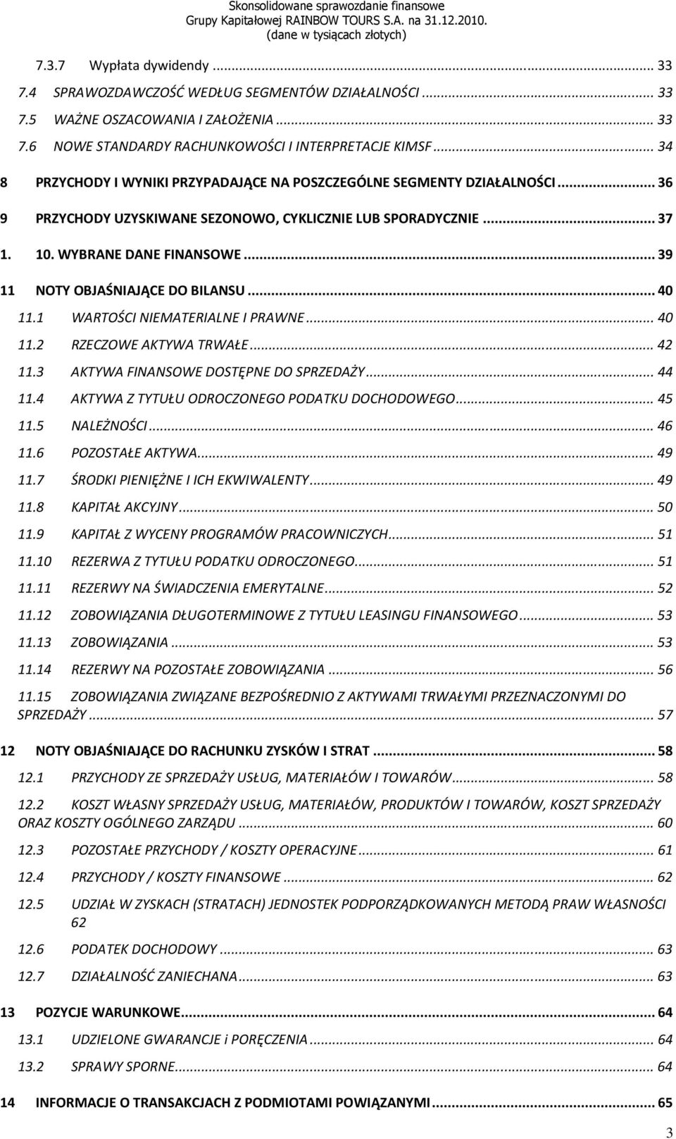 .. 39 11 NOTY OBJAŚNIAJĄCE DO BILANSU... 40 11.1 WARTOŚCI NIEMATERIALNE I PRAWNE... 40 11.2 RZECZOWE AKTYWA TRWAŁE... 42 11.3 AKTYWA FINANSOWE DOSTĘPNE DO SPRZEDAŻY... 44 11.