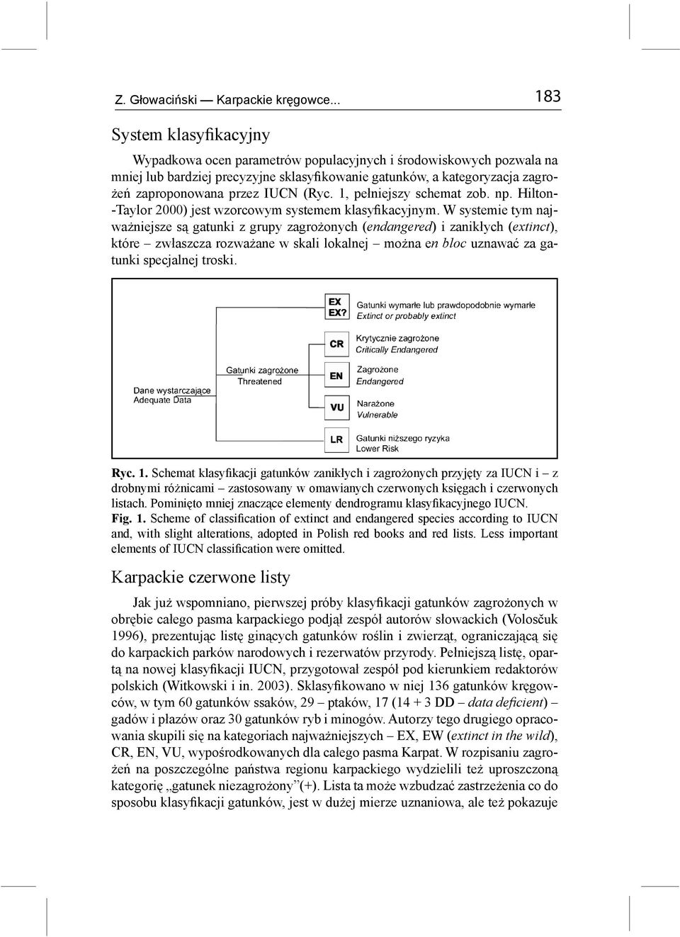 IUCN (Ryc. 1, pełniejszy schemat zob. np. Hilton- -Taylor 2000) jest wzorcowym systemem klasyfikacyjnym.
