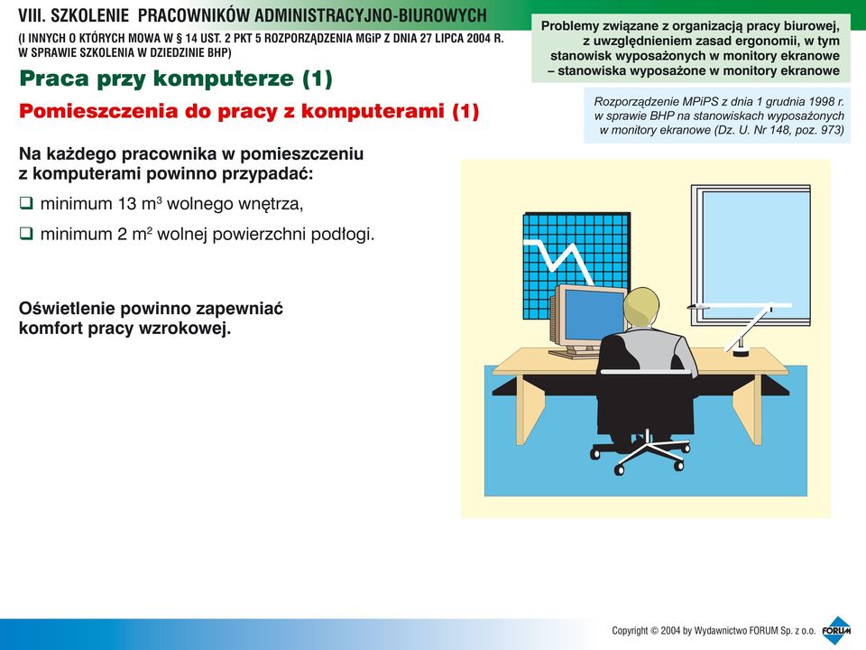 1998 r. w sprawie BHP na stanowiskach wyposażonych w monitory ekranowe (Dz. U. Nr 148, poz.