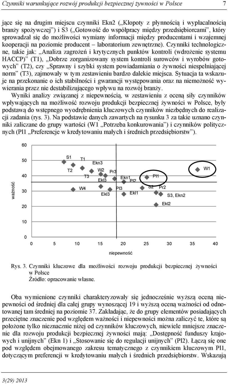 Czynniki technologiczne, takie jak: Analiza zagrożeń i krytycznych punktów kontroli (wdrożenie systemu HACCP) (T1), Dobrze zorganizowany system kontroli surowców i wyrobów gotowych (T2), czy Sprawny