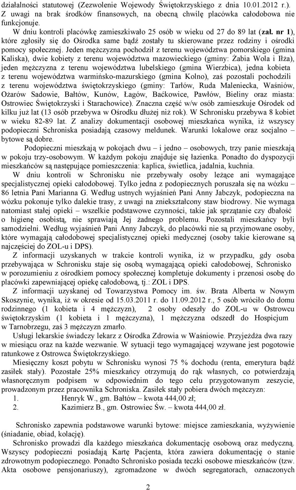 Jeden mężczyzna pochodził z terenu województwa pomorskiego (gmina Kaliska), dwie kobiety z terenu województwa mazowieckiego (gminy: Żabia Wola i Iłża), jeden mężczyzna z terenu województwa