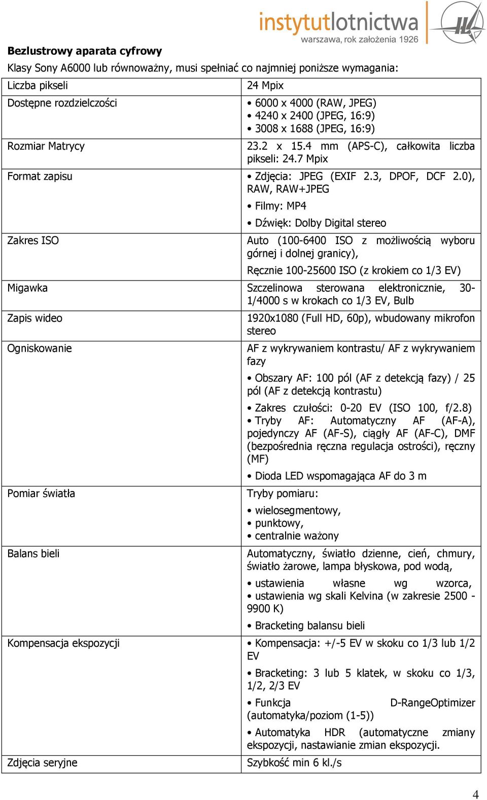 0), RAW, RAW+JPEG Zakres ISO Filmy: MP4 Dźwięk: Dolby Digital stereo Auto (100-6400 ISO z możliwością wyboru górnej i dolnej granicy), Ręcznie 100-25600 ISO (z krokiem co 1/3 EV) Migawka Szczelinowa