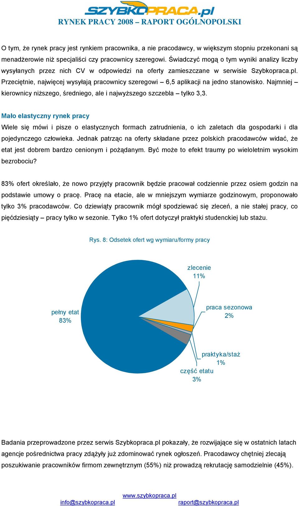 Przeciętnie, najwięcej wysyłają pracownicy szeregowi 6,5 aplikacji na jedno stanowisko. Najmniej kierownicy niższego, średniego, ale i najwyższego szczebla tylko 3,3.