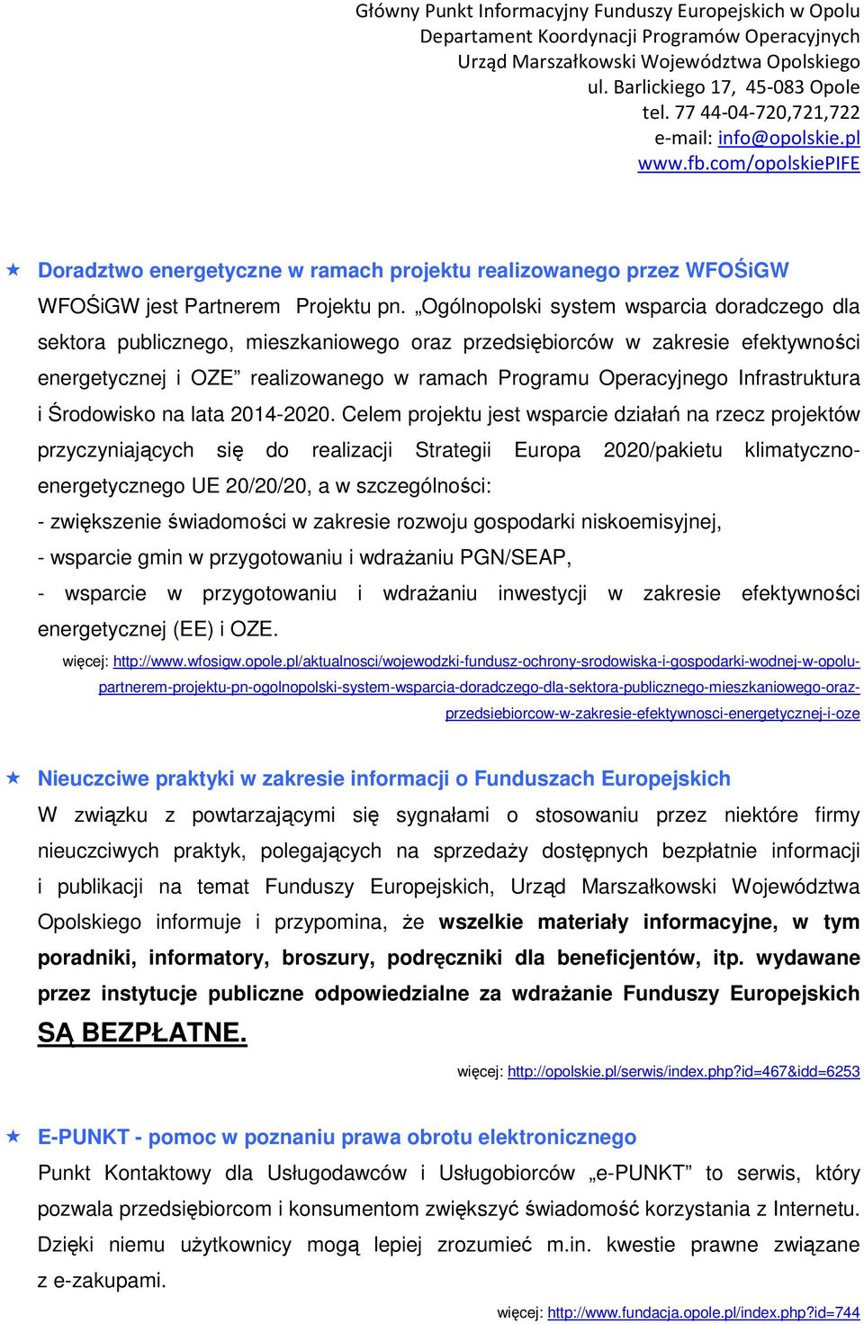 Infrastruktura i Środowisko na lata 2014-2020.