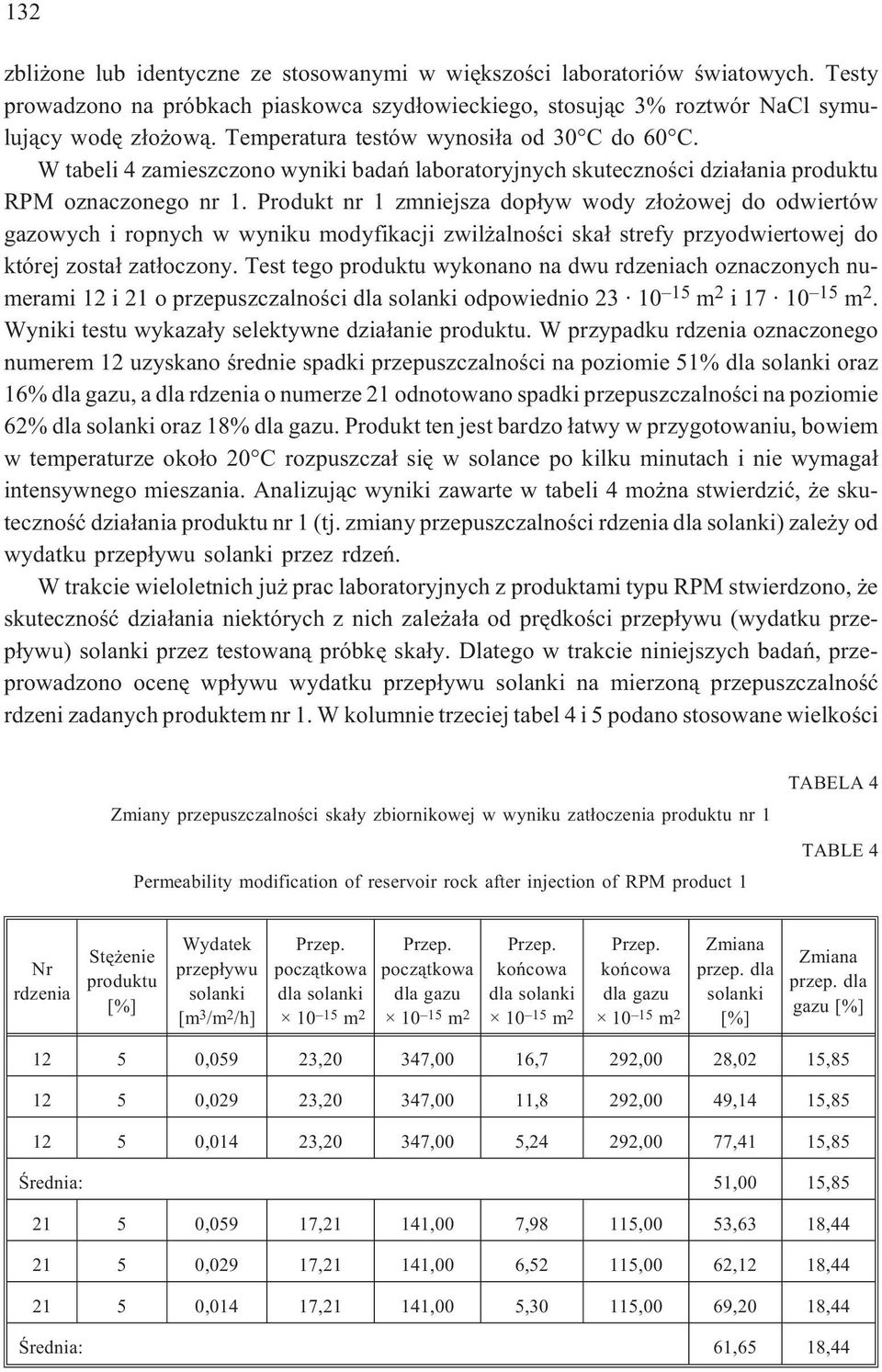 Produkt nr 1 zmniejsza dop³yw wody z³o owej do odwiertów gazowych i ropnych w wyniku modyfikacji zwil alnoœci ska³ strefy przyodwiertowej do której zosta³ zat³oczony.