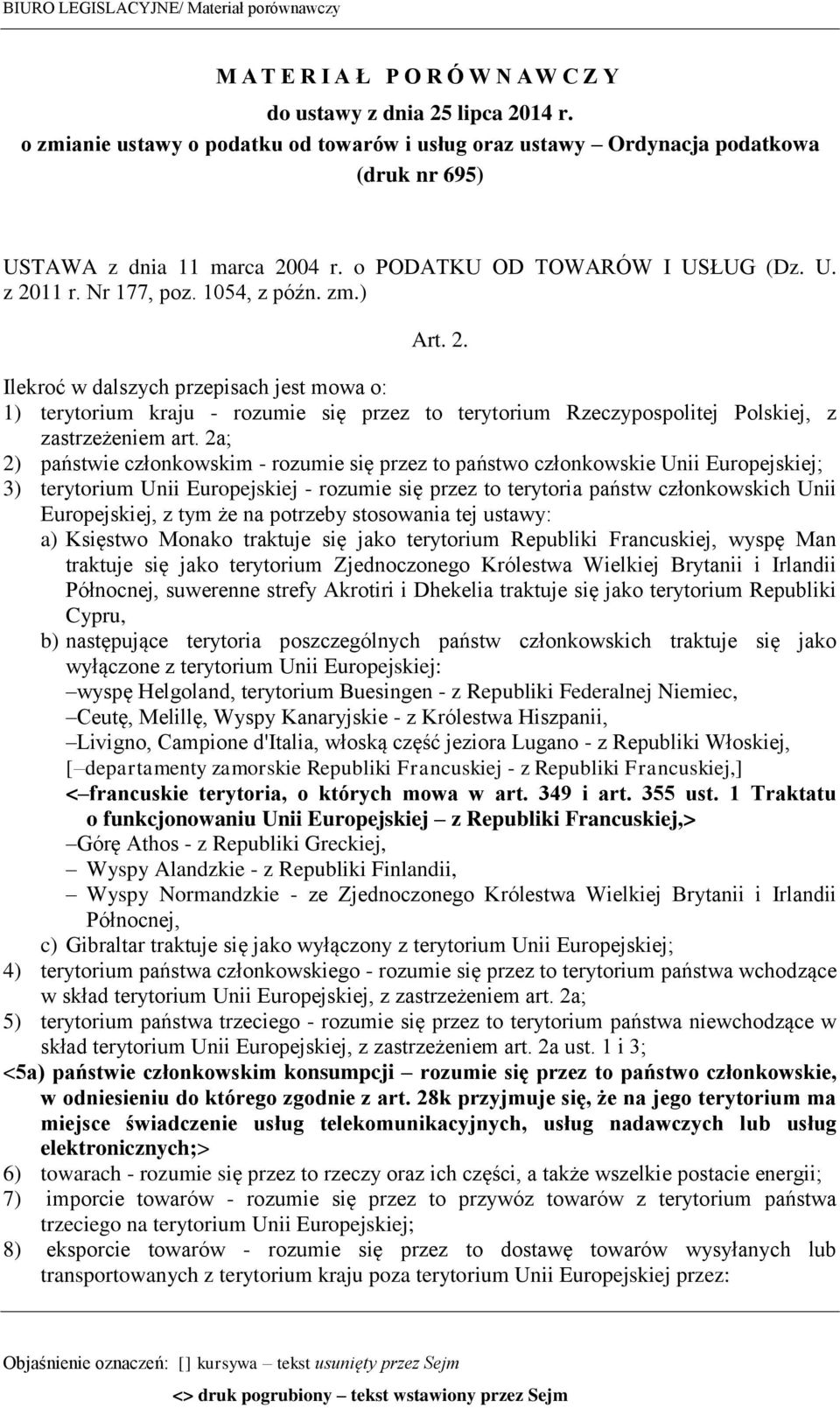 2. Ilekroć w dalszych przepisach jest mowa o: 1) terytorium kraju - rozumie się przez to terytorium Rzeczypospolitej Polskiej, z zastrzeżeniem art.