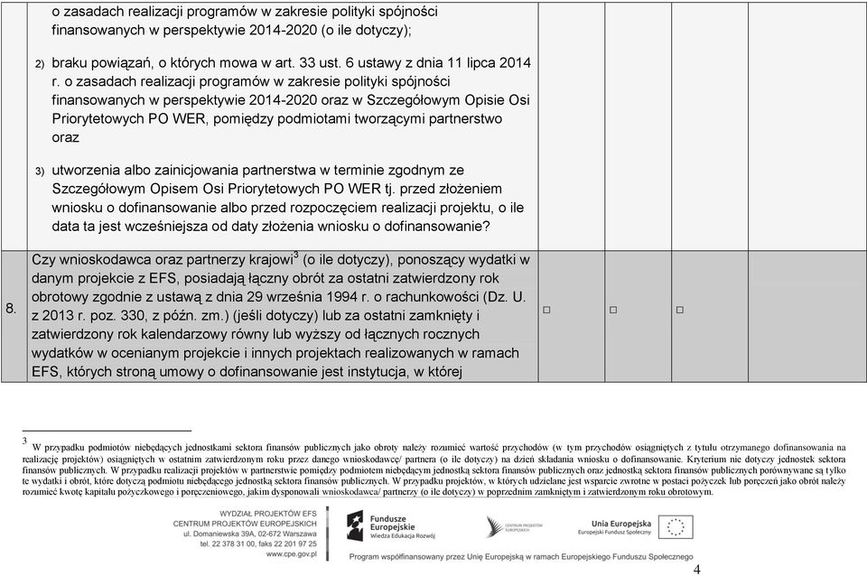 o zasadach realizacji programów w zakresie polityki spójności finansowanych w perspektywie 2014-2020 oraz w Szczegółowym Opisie Osi Priorytetowych PO WER, pomiędzy podmiotami tworzącymi partnerstwo