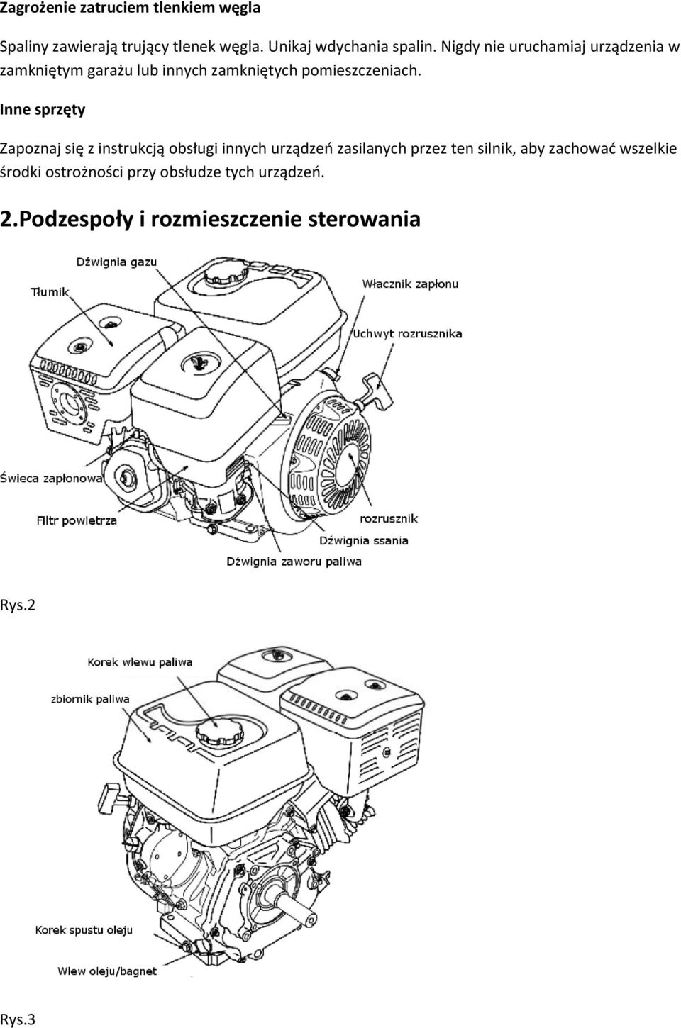 Inne sprzęty Zapoznaj się z instrukcją obsługi innych urządzeń zasilanych przez ten silnik, aby