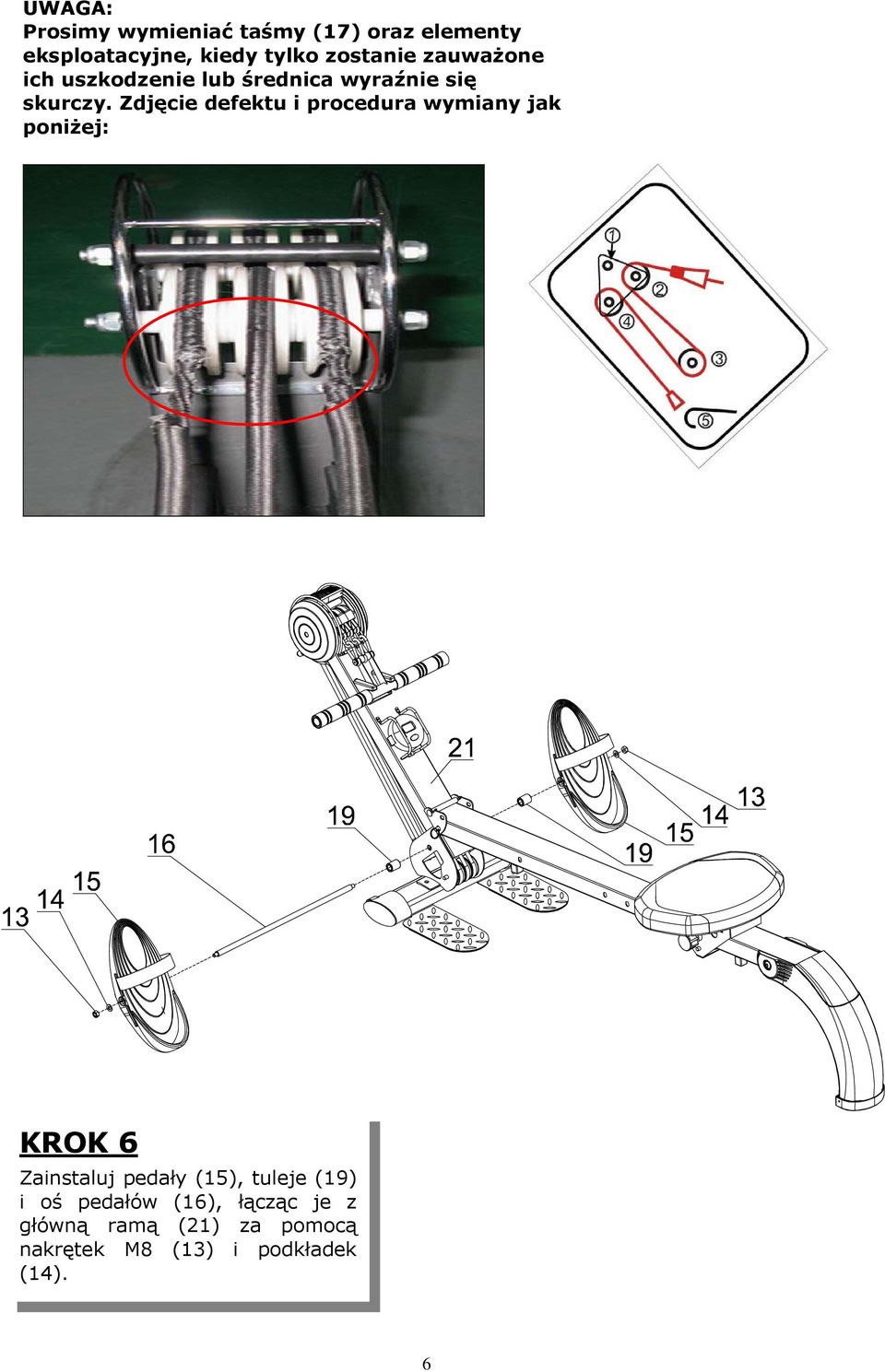 Zdjęcie defektu i procedura wymiany jak poniżej: KROK 6 Zainstaluj pedały (5),