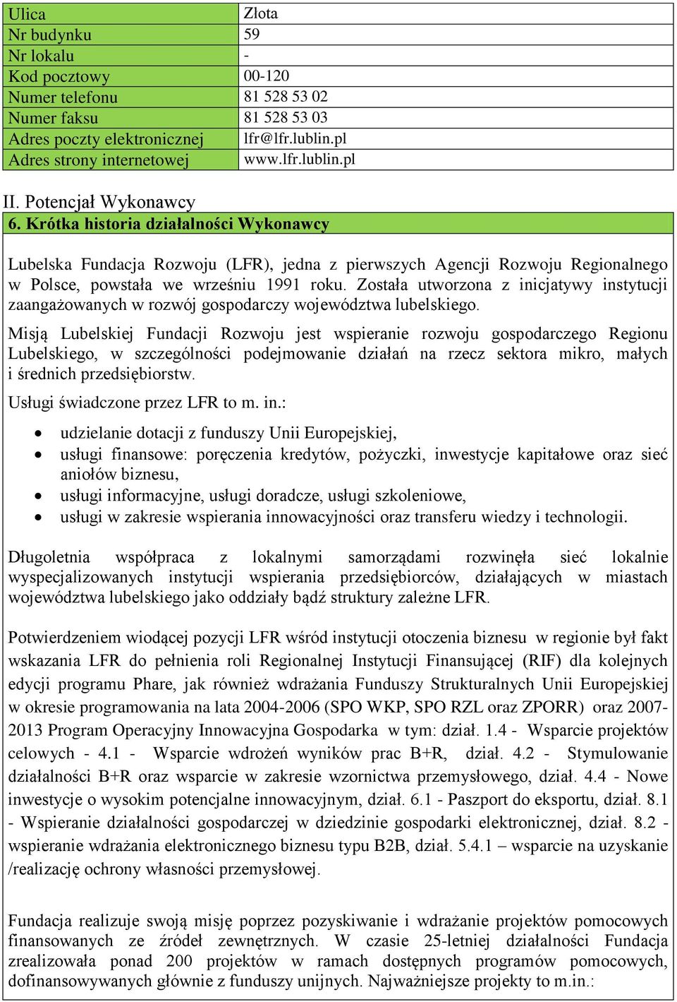 Została utworzona z inicjatywy instytucji zaangażowanych w rozwój gospodarczy województwa lubelskiego.