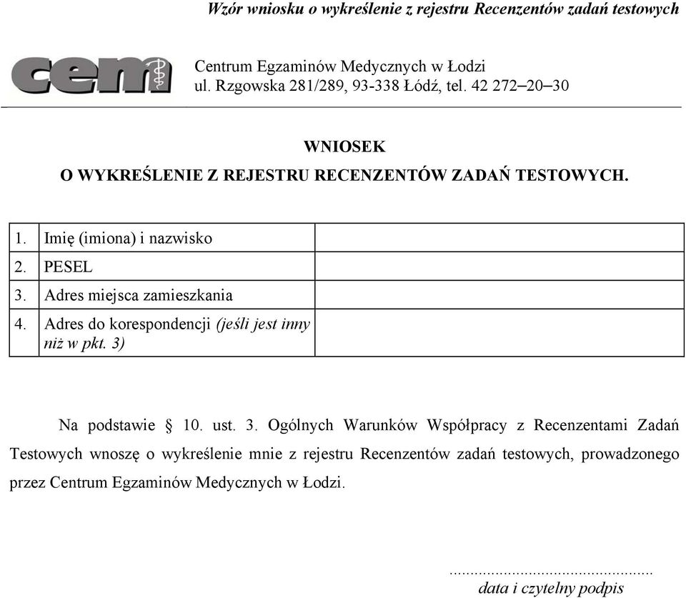 Adres do korespondencji (jeśli jest inny niż w pkt. 3)