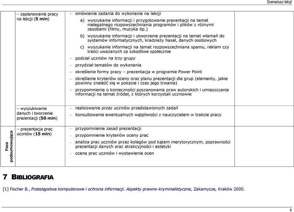 ) b) wyszukanie informacji i utworzenie prezentacji na temat włamań do systemów informatycznych, kradzieży haseł, danych osobowych c) wyszukanie informacji na temat rozpowszechniana spamu, reklam czy