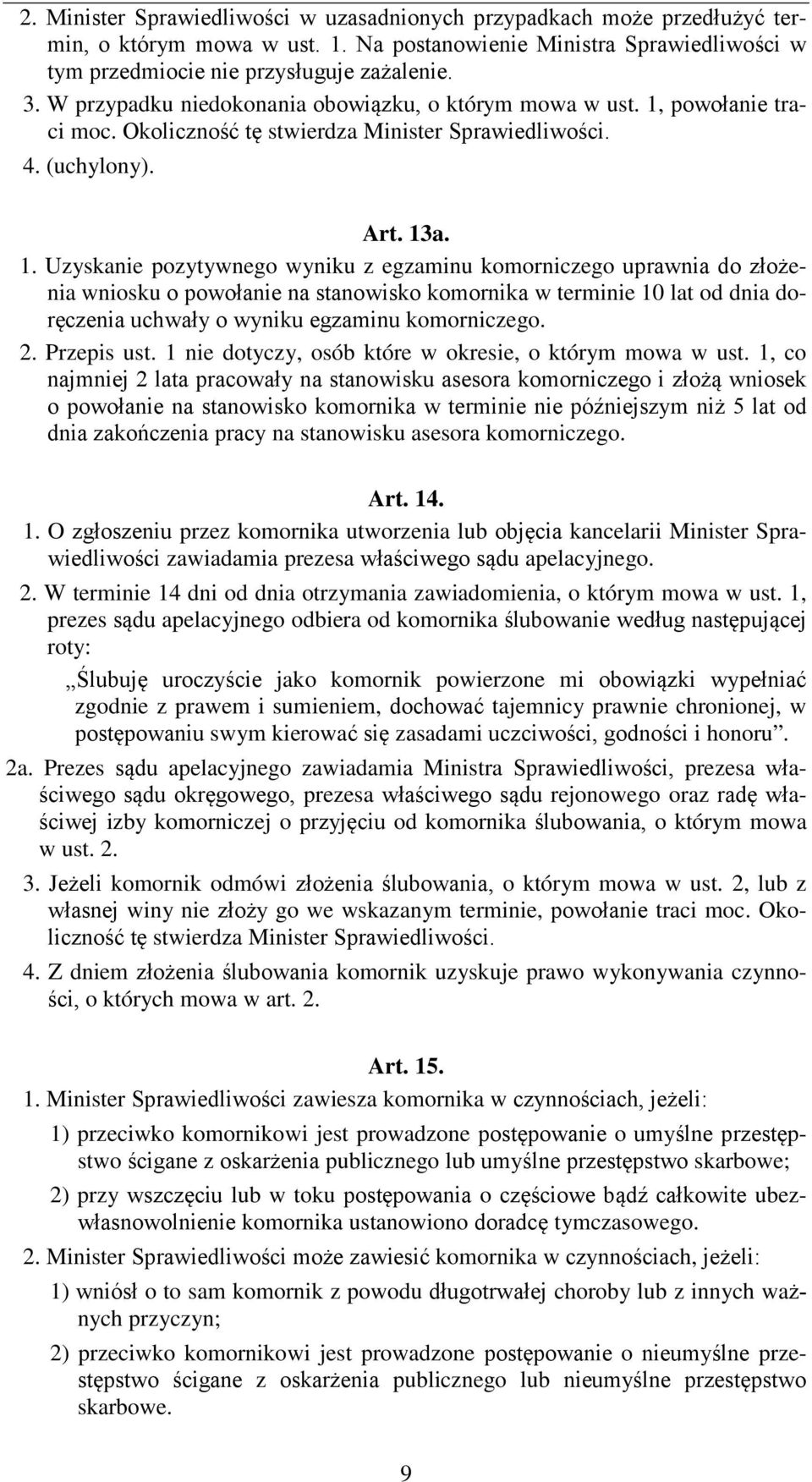 powołanie traci moc. Okoliczność tę stwierdza Minister Sprawiedliwości. 4. (uchylony). Art. 13