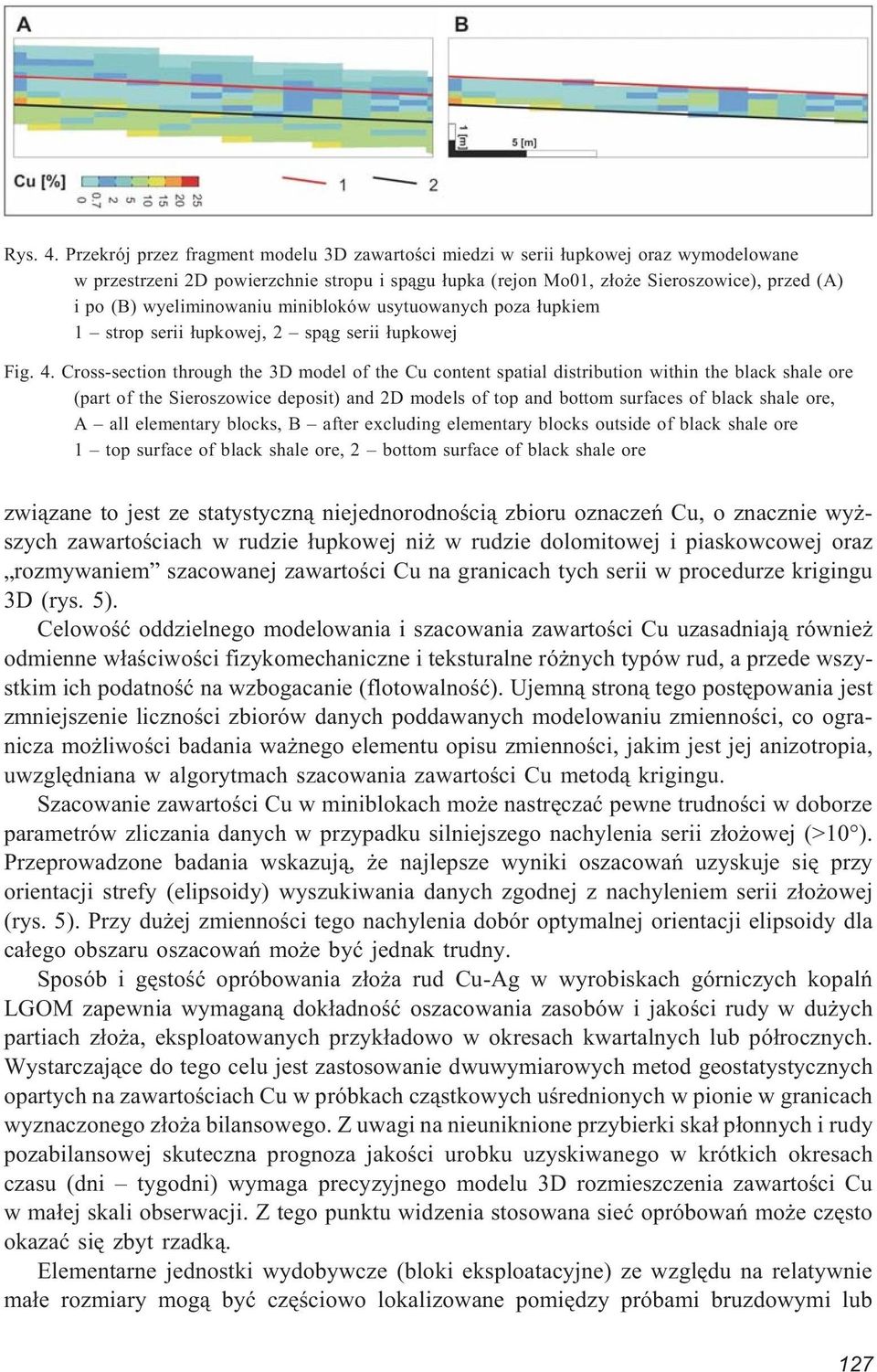 wyeliminowaniu minibloków usytuowanych poza ³upkiem 1 strop serii ³upkowej, 2 sp¹g serii ³upkowej Fig. 4.