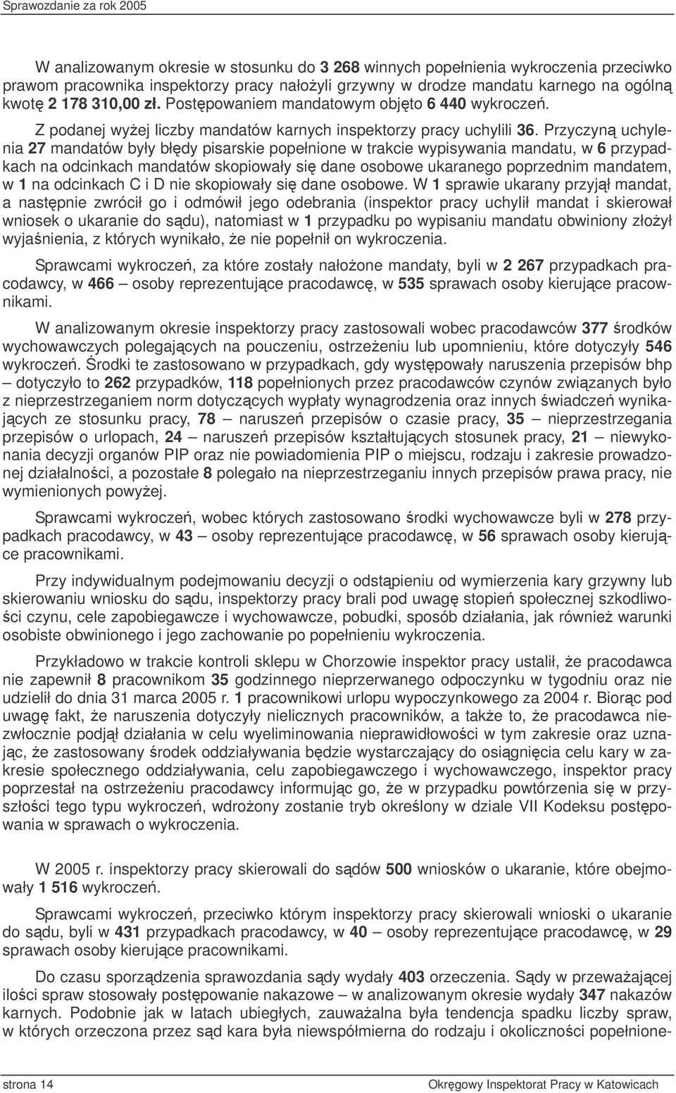 Przyczyn uchylenia 27 mandatów były błdy pisarskie popełnione w trakcie wypisywania mandatu, w 6 przypadkach na odcinkach mandatów skopiowały si dane osobowe ukaranego poprzednim mandatem, w 1 na