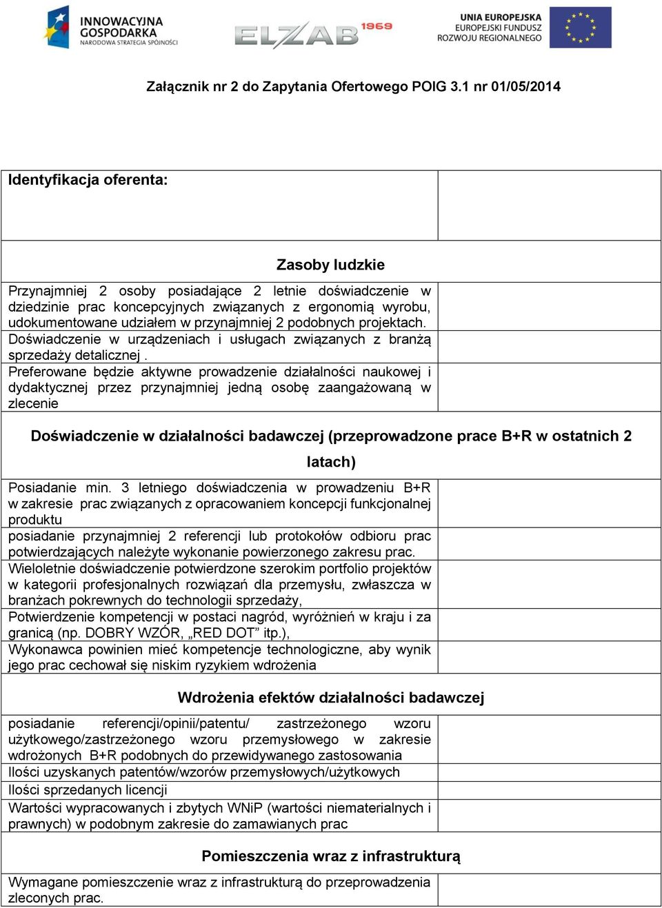 przynajmniej 2 podobnych projektach. Doświadczenie w urządzeniach i usługach związanych z branżą sprzedaży detalicznej.