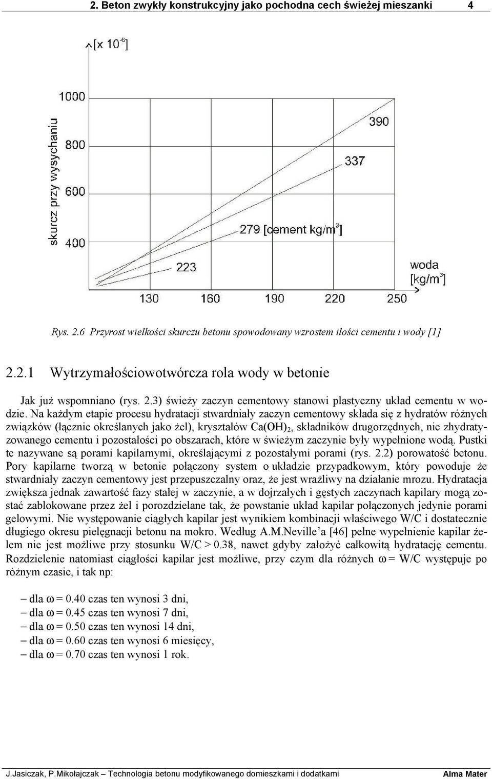 Na każdym etapie procesu hydratacji stwardniały zaczyn cementowy składa się z hydratów różnych związków (łącznie określanych jako żel), kryształów Ca(OH) 2, składników drugorzędnych, nie