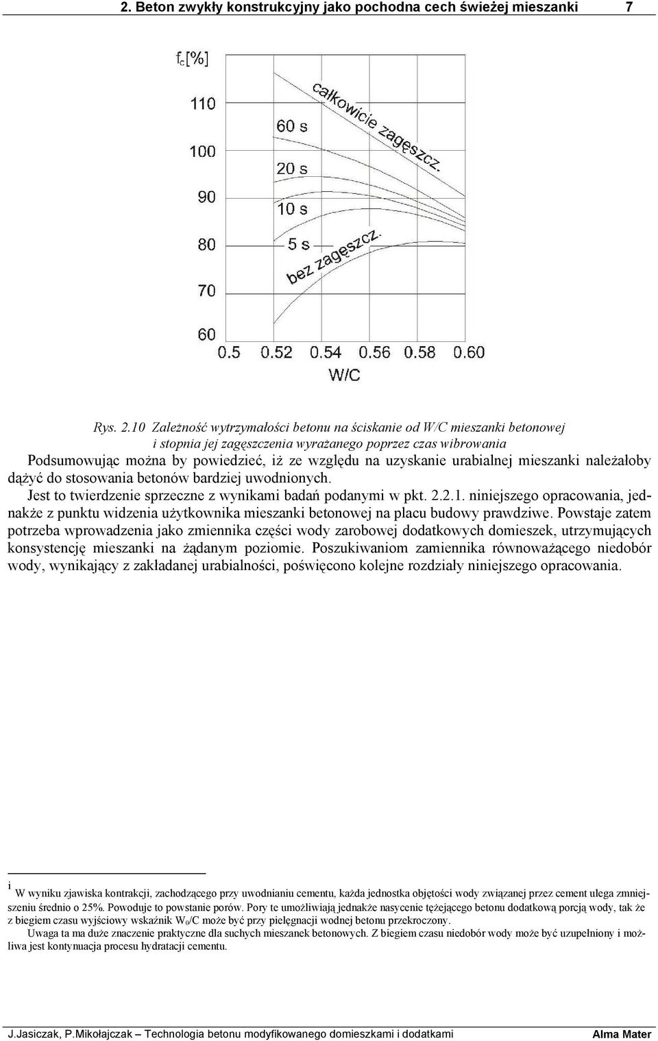 urabialnej mieszanki należałoby dążyć do stosowania betonów bardziej uwodnionych. Jest to twierdzenie sprzeczne z wynikami badań podanymi w pkt. 2.2.1.