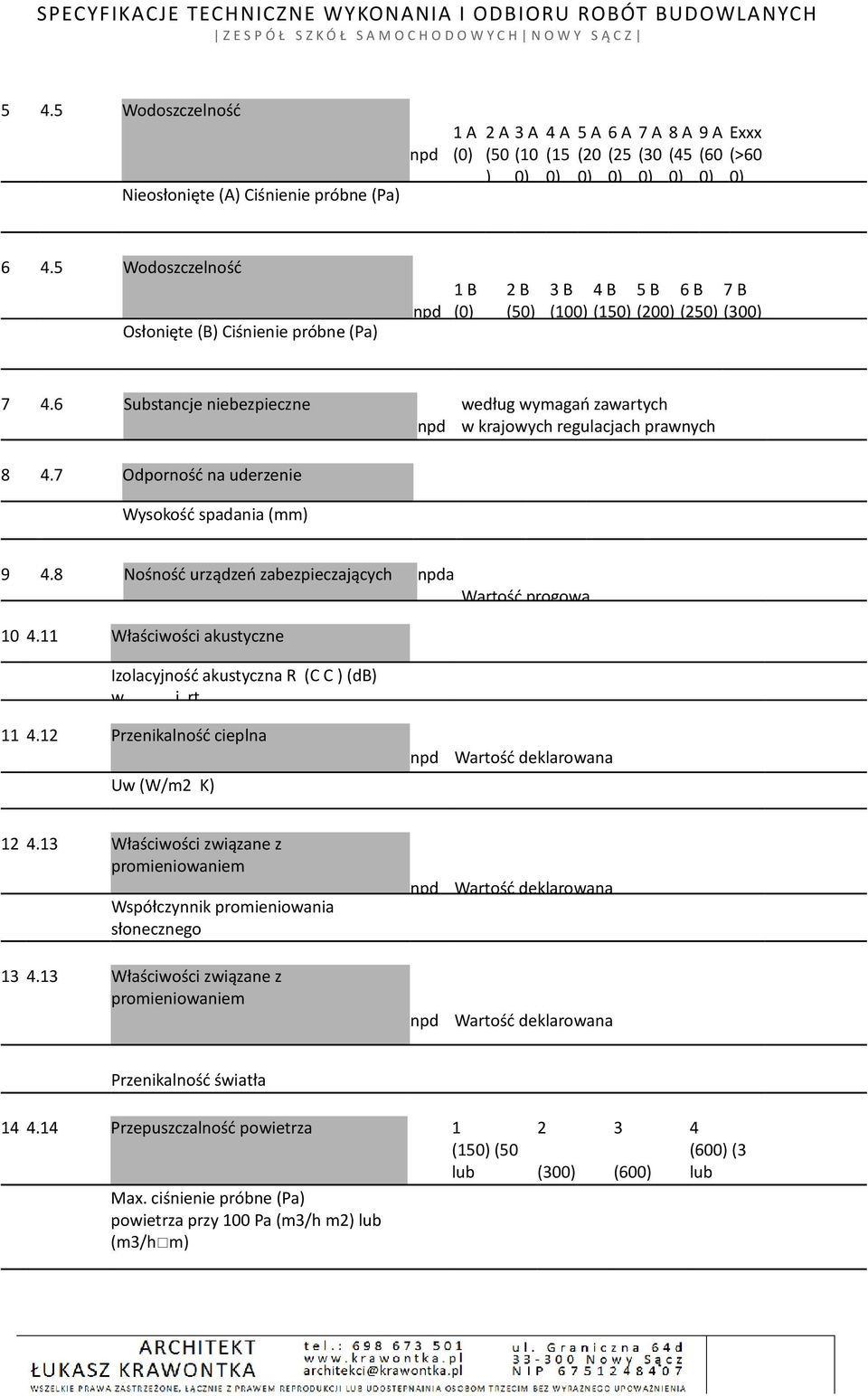 6 Substancje niebezpieczne npd według wymagań zawartych w krajowych regulacjach prawnych 8 4.7 Odporność na uderzenie Wysokość spadania (mm) 9 4.