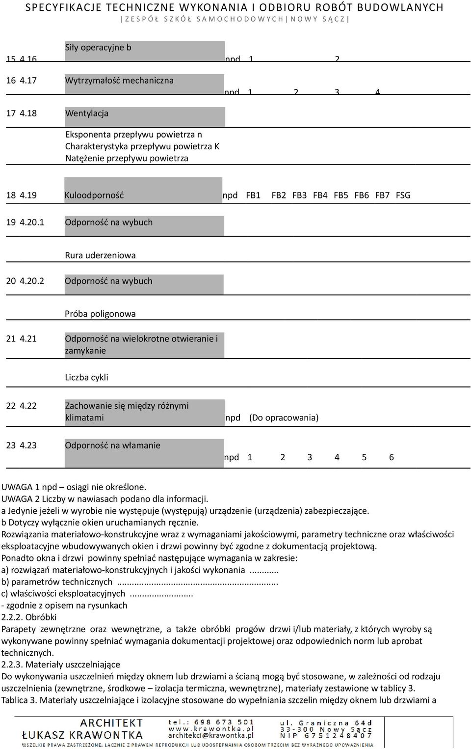 1 Odporność na wybuch Rura uderzeniowa 20 4.20.2 Odporność na wybuch Próba poligonowa 21 4.21 Odporność na wielokrotne otwieranie i zamykanie Liczba cykli npd 5 000 10 000 20 000 22 4.