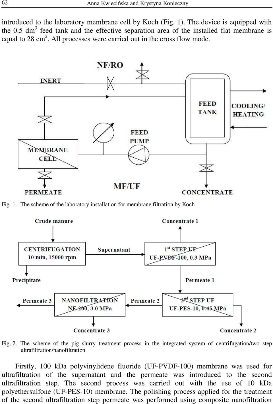 The scheme of the laboratory installation for membrane filtration by Koch Fig. 2.