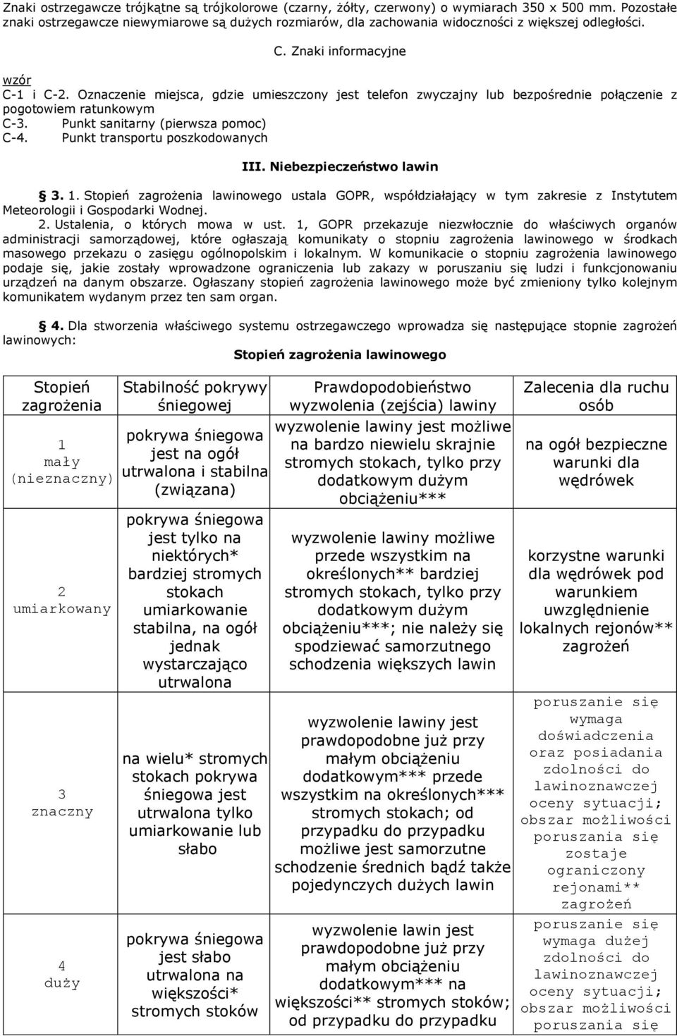 Oznaczenie miejsca, gdzie umieszczony jest telefon zwyczajny lub bezpośrednie połączenie z pogotowiem ratunkowym C-3. Punkt sanitarny (pierwsza pomoc) C-4. Punkt transportu poszkodowanych III.