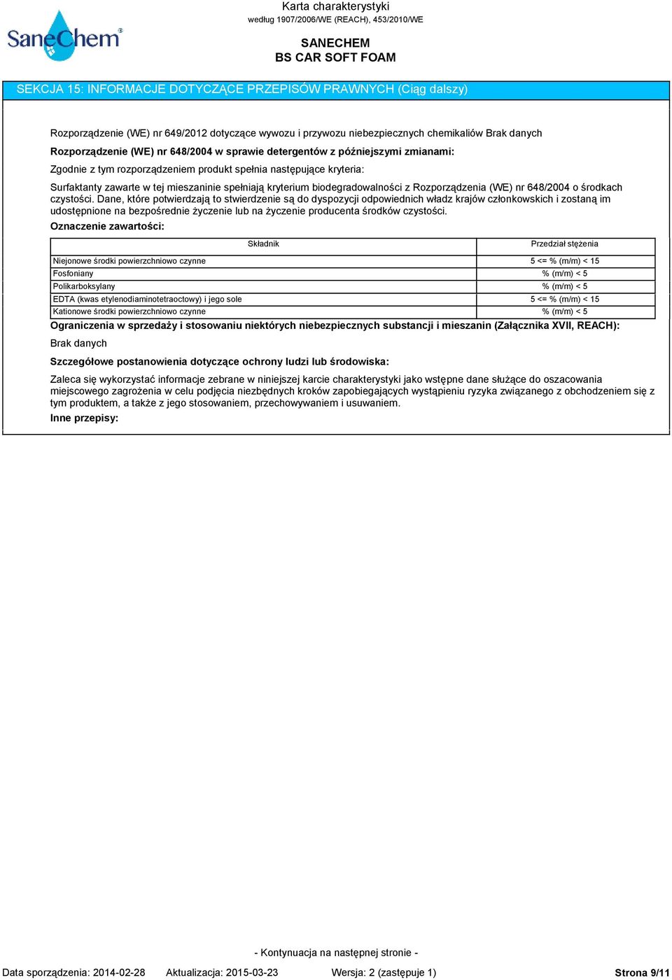 Rozporządzenia (WE) nr 648/2004 o środkach czystości.