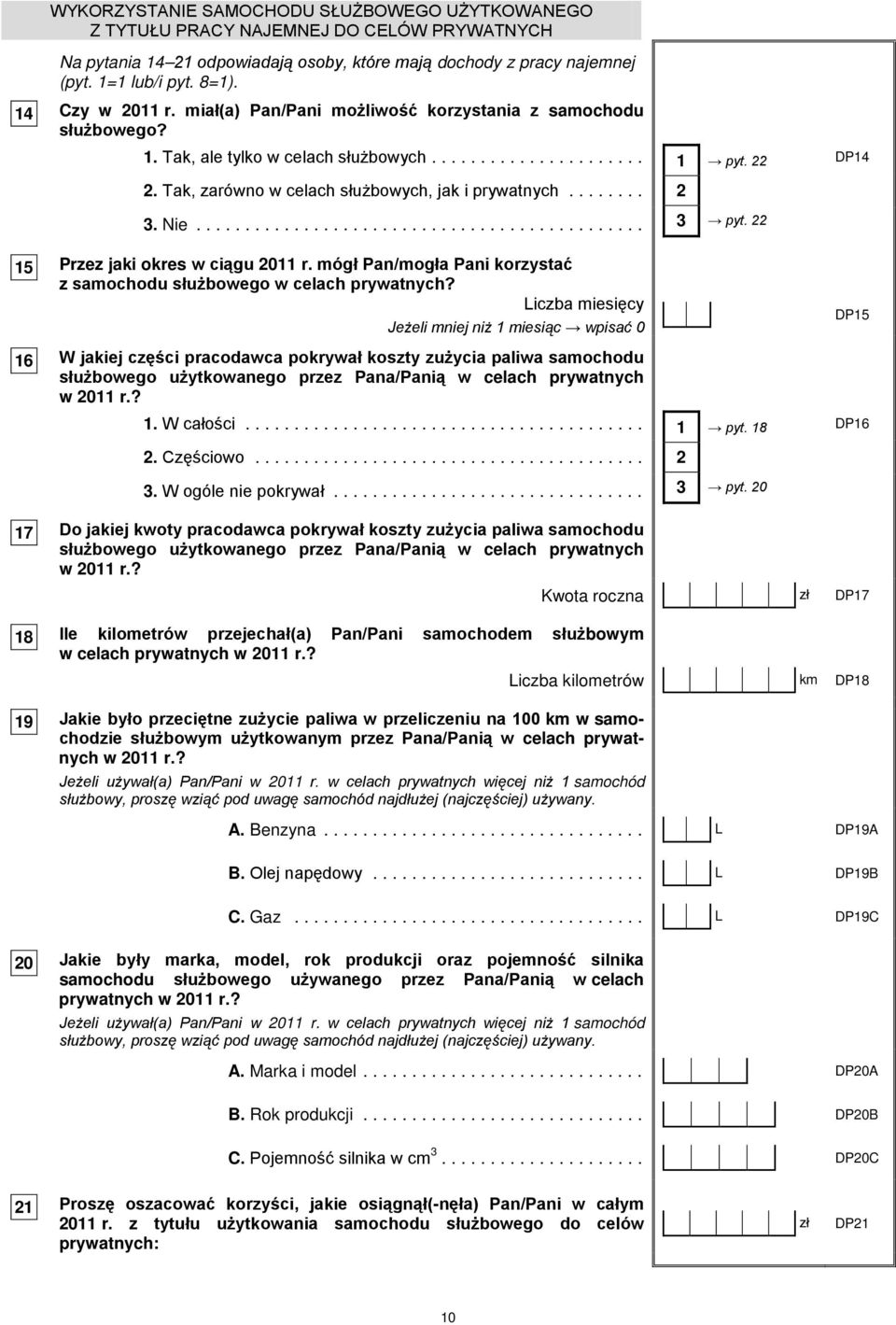 mógł Pan/mogła Pani korzystać z samochodu służbowego w celach prywatnych?