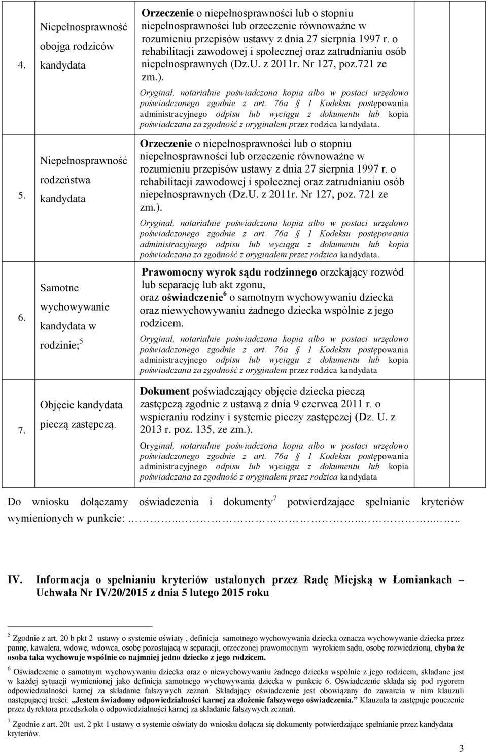 Prawomocny wyrok sądu rodzinnego orzekający rozwód lub separację lub akt zgonu, oraz oświadczenie 6 o samotnym wychowywaniu dziecka oraz niewychowywaniu żadnego dziecka wspólnie z jego rodzicem.