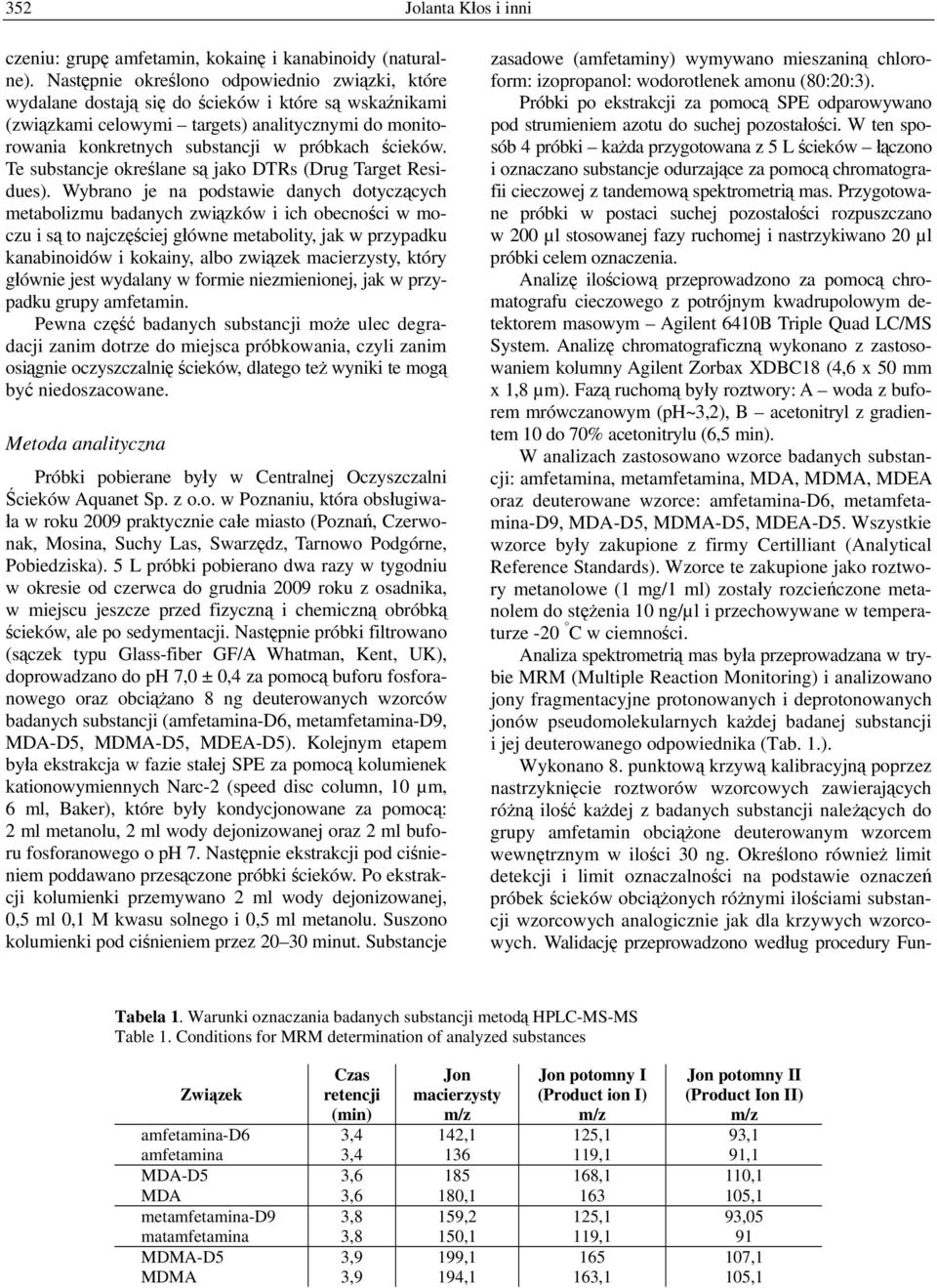 ścieków. Te substancje określane są jako DTRs (Drug Target Residues).