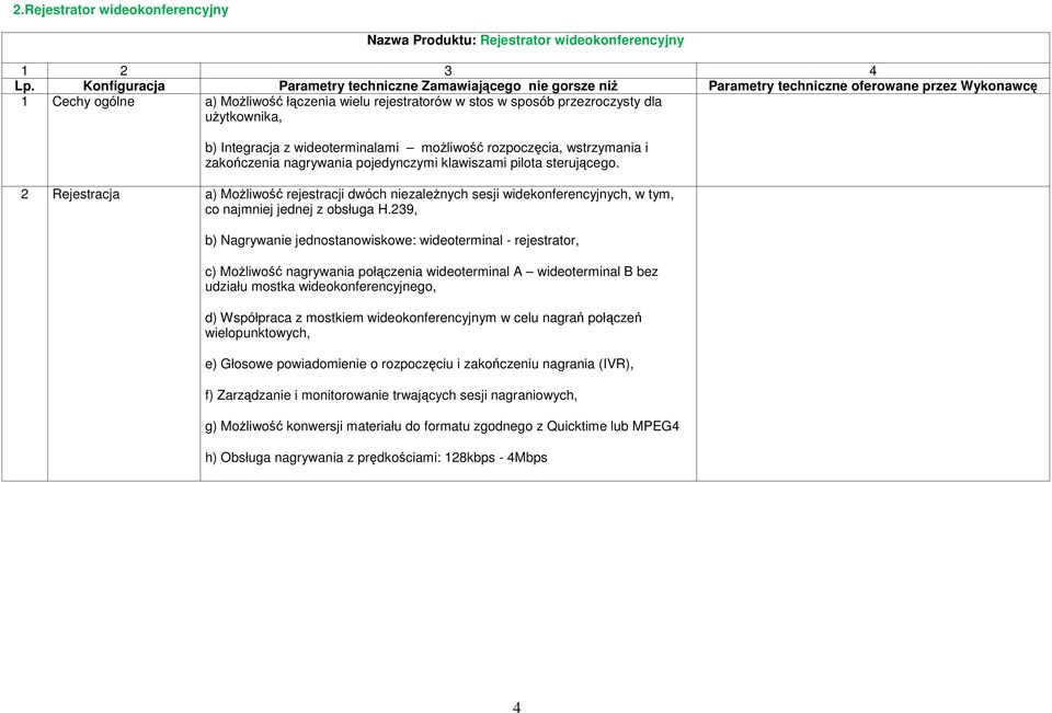 dla uŝytkownika, b) Integracja z wideoterminalami moŝliwość rozpoczęcia, wstrzymania i zakończenia nagrywania pojedynczymi klawiszami pilota sterującego.