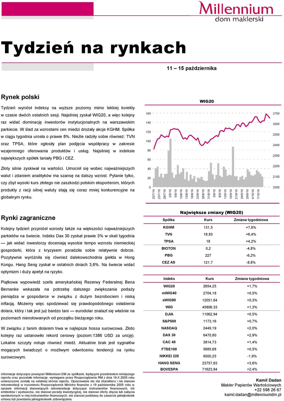 Spółka w ciągu tygodnia urosła o prawie 8%. Nieźle radziły sobie również: TVN oraz TPSA, które ogłosiły plan podjęcia współpracy w zakresie wzajemnego oferowania produktów i usług.