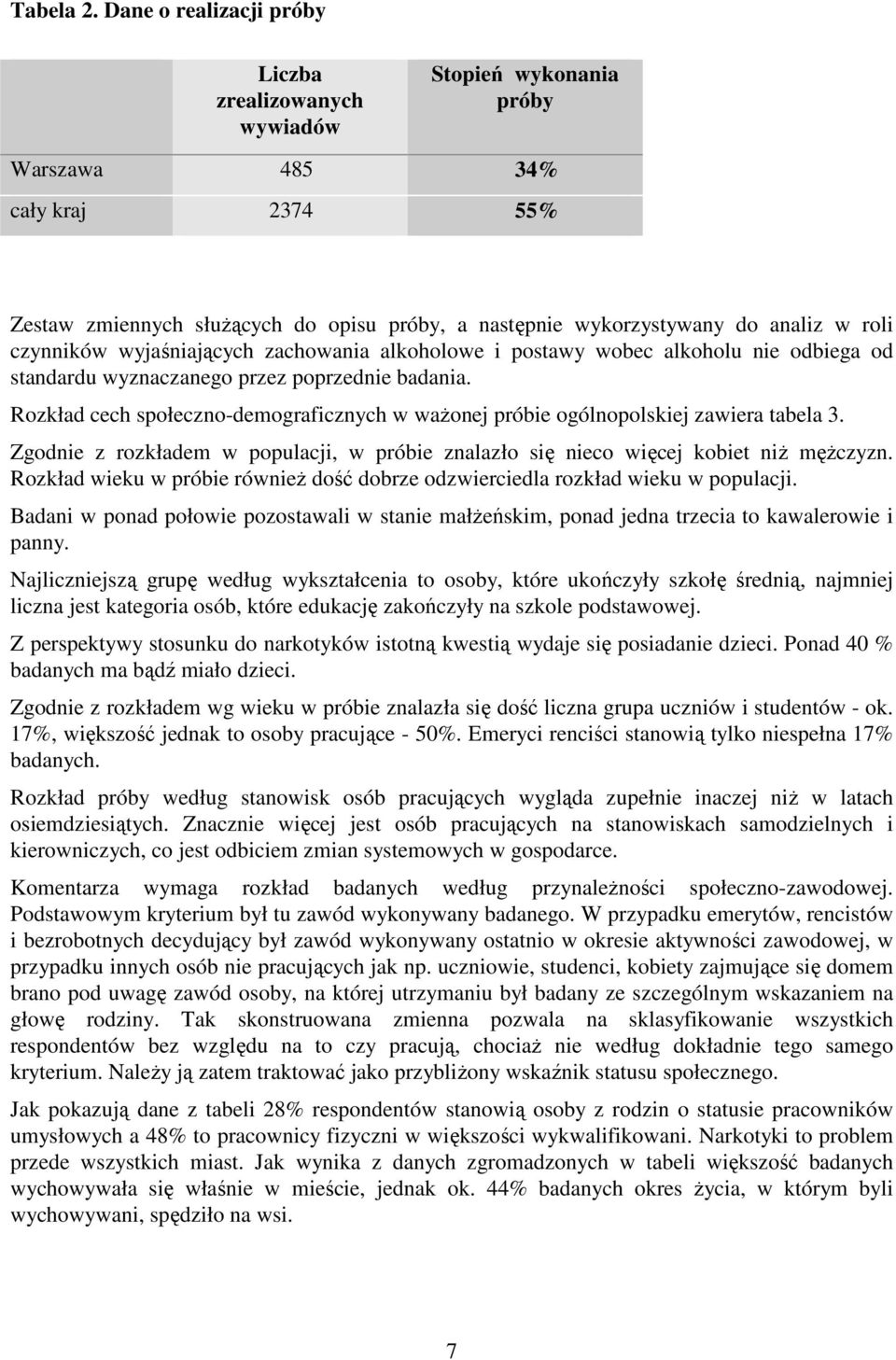 roli czynników wyjaśniających zachowania alkoholowe i postawy wobec alkoholu nie odbiega od standardu wyznaczanego przez poprzednie badania.