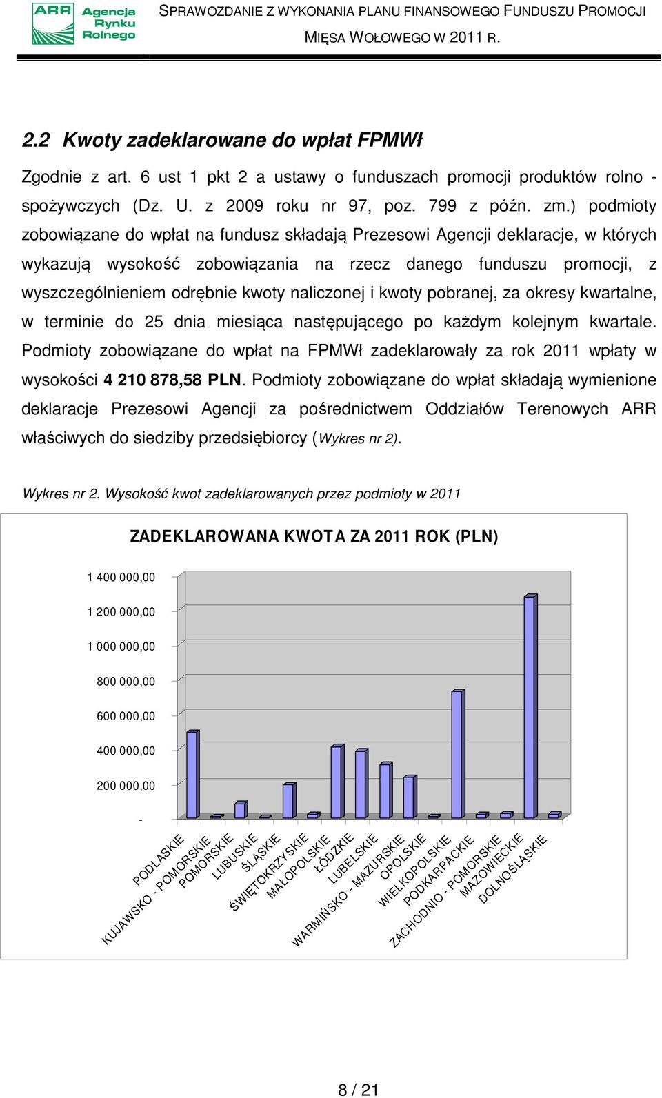 naliczonej i kwoty pobranej, za okresy kwartalne, w terminie do 25 dnia miesiąca następującego po każdym kolejnym kwartale.