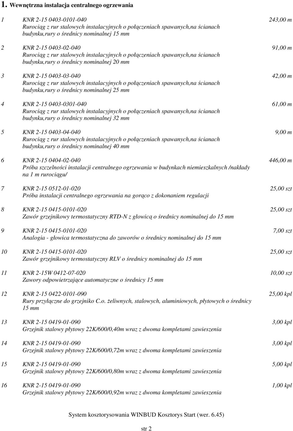 połączeniach spawanych,na ścianach budynku,rury o średnicy nominalnej 25 4 KNR 2-15 0403-0301-040 Rurociąg z rur stalowych instalacyjnych o połączeniach spawanych,na ścianach budynku,rury o średnicy