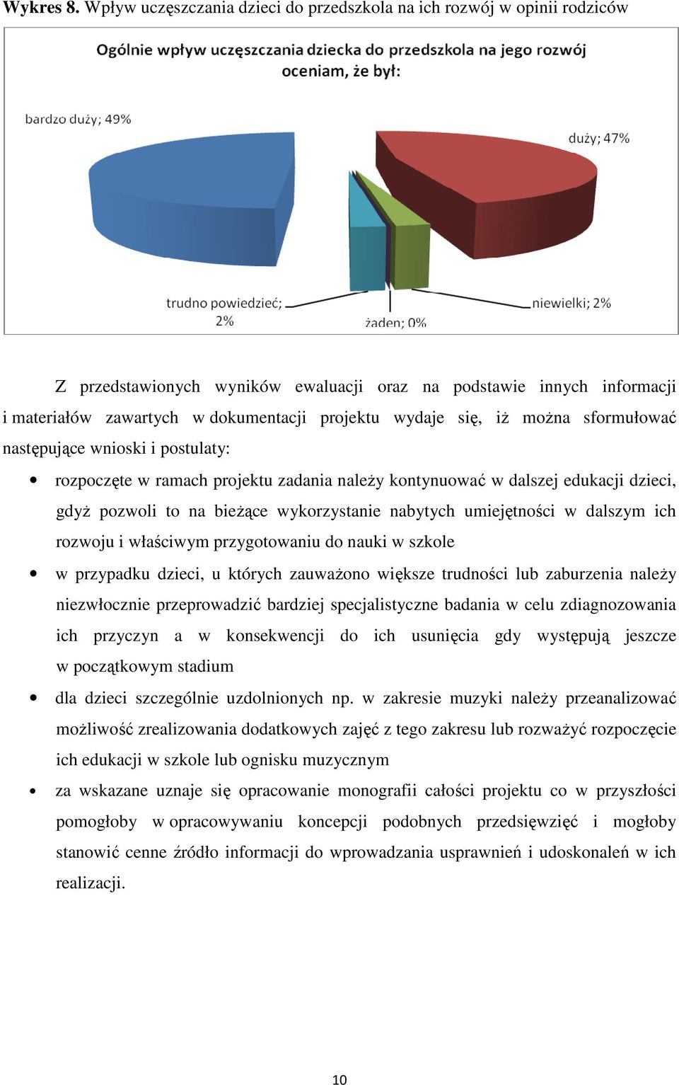 się, iŝ moŝna sformułować następujące wnioski i postulaty: rozpoczęte w ramach projektu zadania naleŝy kontynuować w dalszej edukacji dzieci, gdyŝ pozwoli to na bieŝące wykorzystanie nabytych