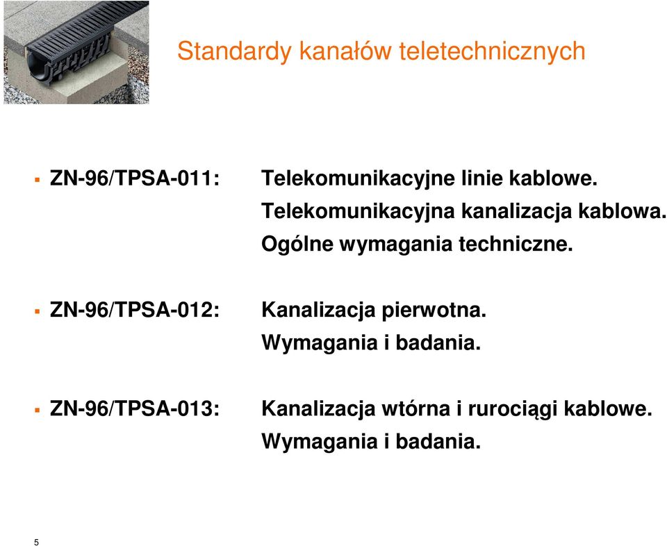 Ogólne wymagania techniczne. ZN-96/TPSA-012: Kanalizacja pierwotna.