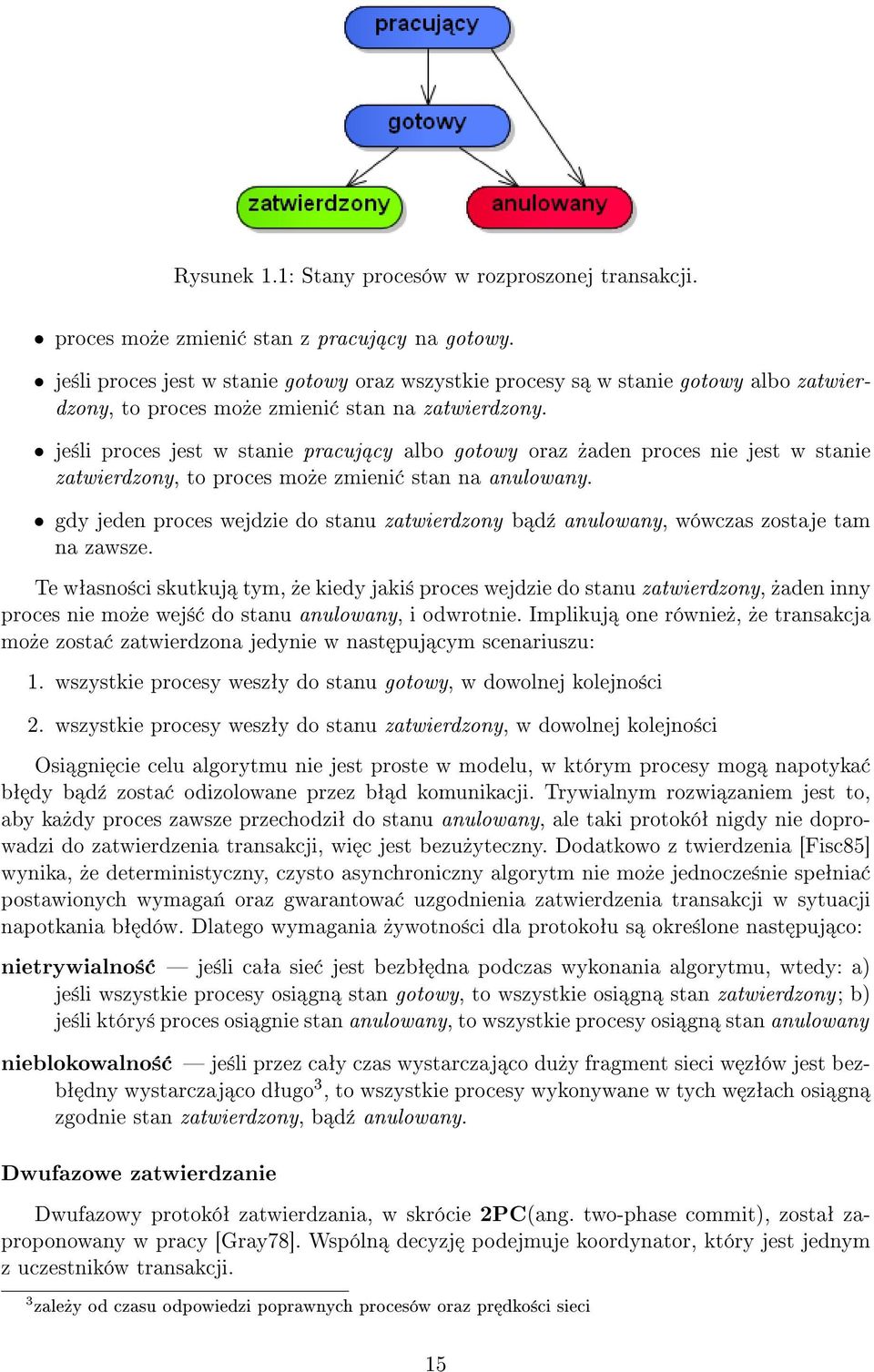 je±li proces jest w stanie pracuj cy albo gotowy oraz»aden proces nie jest w stanie zatwierdzony, to proces mo»e zmieni stan na anulowany.