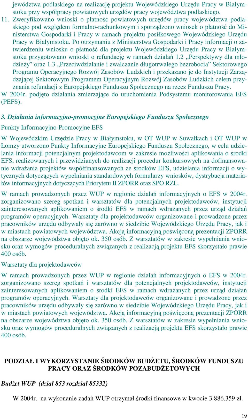 projektu posiłkowego Wojewódzkiego Urzędu Pracy w Białymstoku.