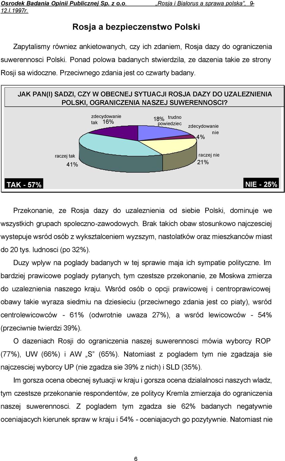 JAK PAN(I) SADZI, CZY W OBECNEJ SYTUACJI ROSJA DAZY DO UZALEZNIENIA POLSKI, OGRANICZENIA NASZEJ SUWERENNOSCI?