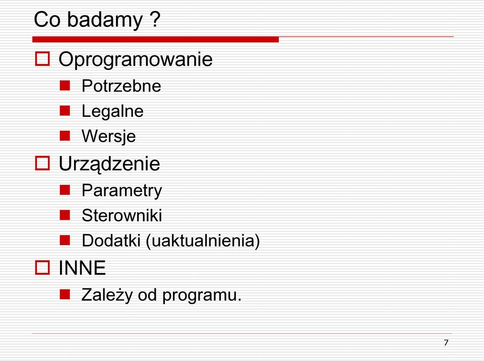 Wersje Urządzenie Parametry