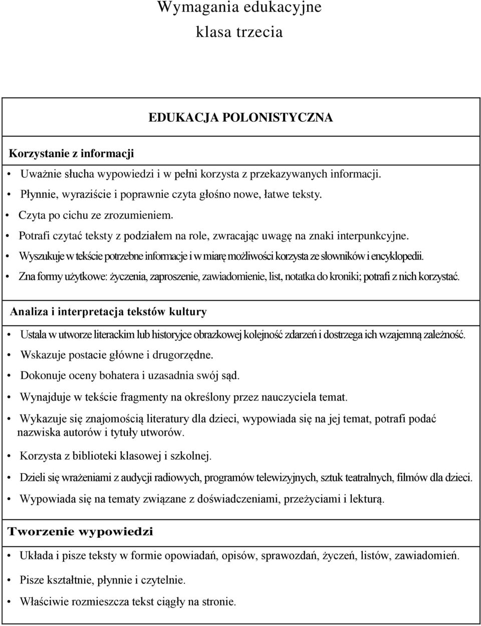 Wyszukuje w tekście potrzebne informacje i w miarę możliwości korzysta ze słowników i encyklopedii.