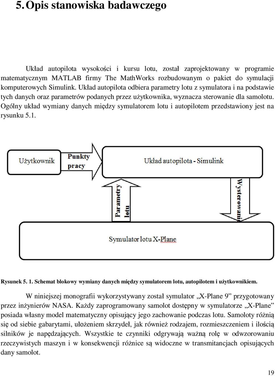 Ogólny ukad wymiany danych midzy symulatorem lotu i autopilotem przedstawiony jest na rysunku 5.1. Rysunek 5. 1. Schemat blokowy wymiany danych midzy symulatorem lotu, autopilotem i uytkownikiem.